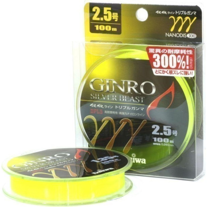 Монолеска DAIWA GINRO TRIPLE GANMA 2,5-100 зелено-желтая 0745 4960652762342